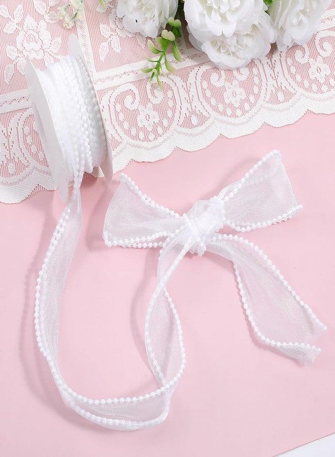 Nogeqi 1.5 Inch Faux Pearl Ribbon, Smooth White Ribbon with Pearl Edges Wire, 4.5m Sheer Mesh Ribbons for Gift Wrapping Christmas, Bows Bouquet Decor Crafts, Wedding Bridal Decorations - Image 5